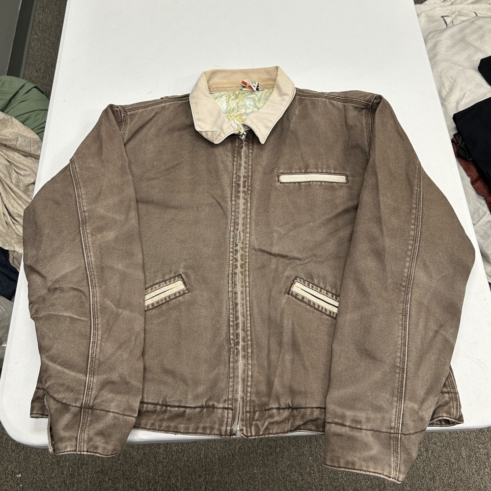 Ethyl Canvas Work Jacket Womens XL Brown Horse Graphic Quilted Lining Zip Up